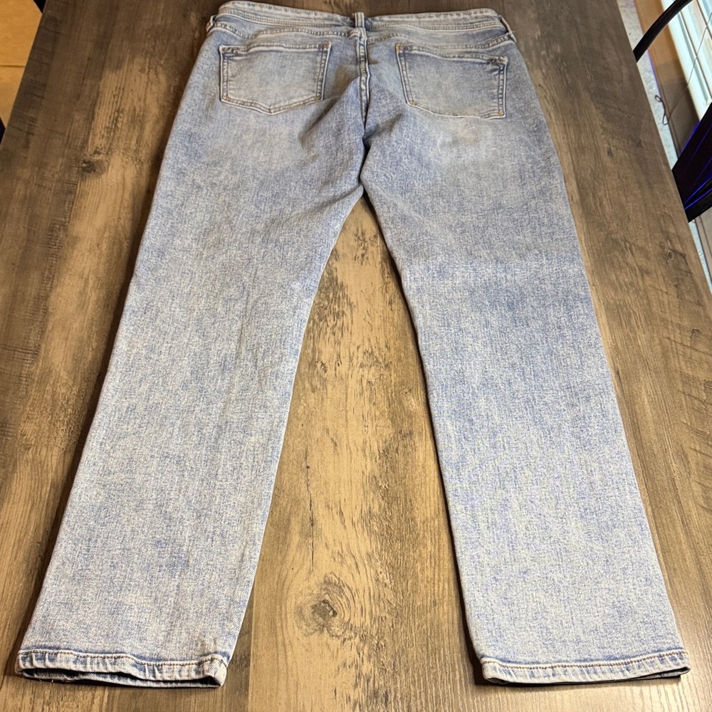 Anthropologie Pilcro Light Blue Straight Jeans with Embroidered Side Camo Trim - Picture 5 of 5